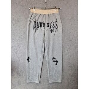 Manfinity sweatpants Mens Medium Gray Gothic Stretch Loose Fit Elastic Waist